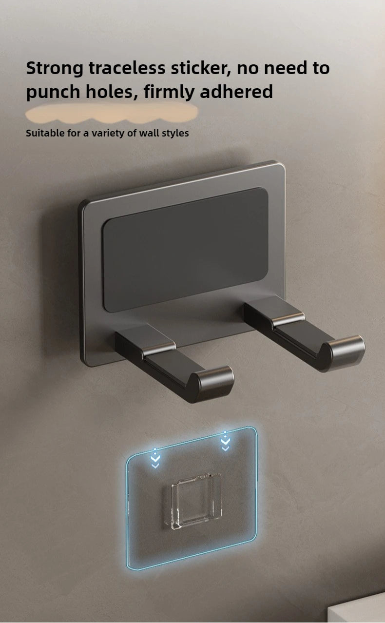 Suporte de secador de cabelo de parede compatível com organizador de metal com almofada antiderrapante, organizador de acessórios para prateleiras de banheiro de quarto