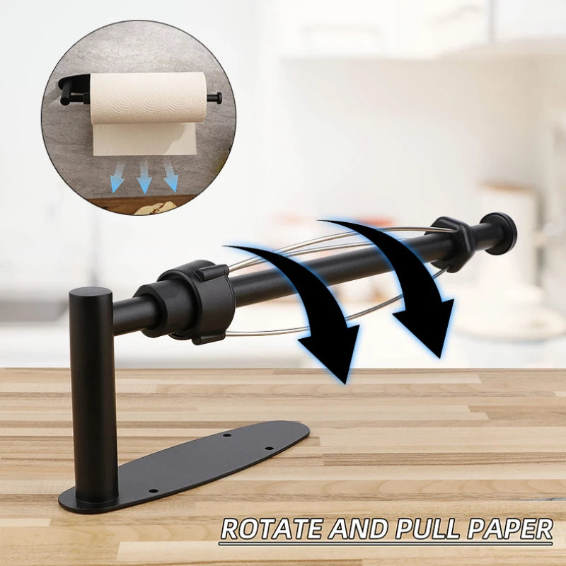 Stainless Steel Paper Towel Holder Punch-free Bathroom Toilet Paper Holder Storage Rack Kitchen Organizer Adhesive Wall Mount