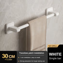 Bathroom Hand Towel Rack Towel Holder Wall Mount No Drill Mount 30/40/50cm Towel Bar Plastic ABS Double Bar 2 Tier Apartment