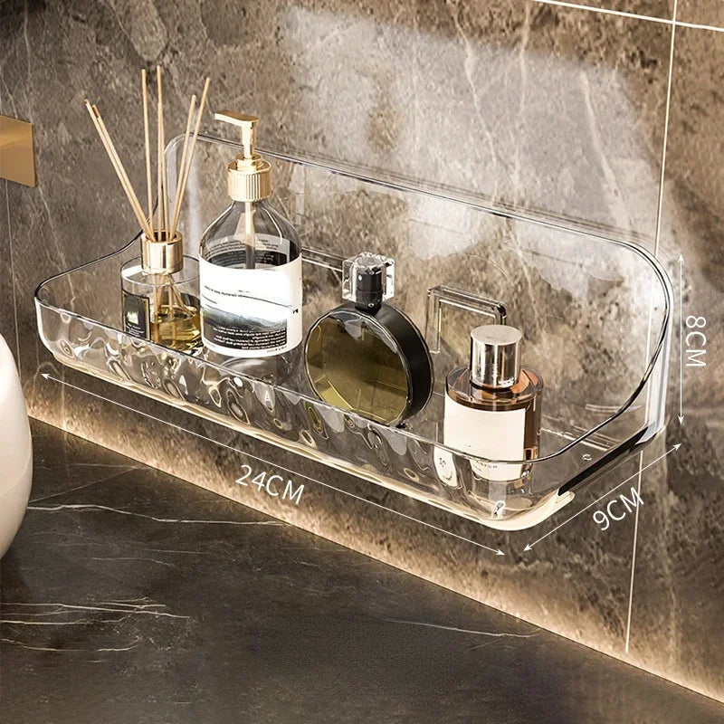 Bathroom Toiletries Shelf Perforation-free Wall-mounted Skin Care Products Wall Toiletry Table Transparent Storage Box