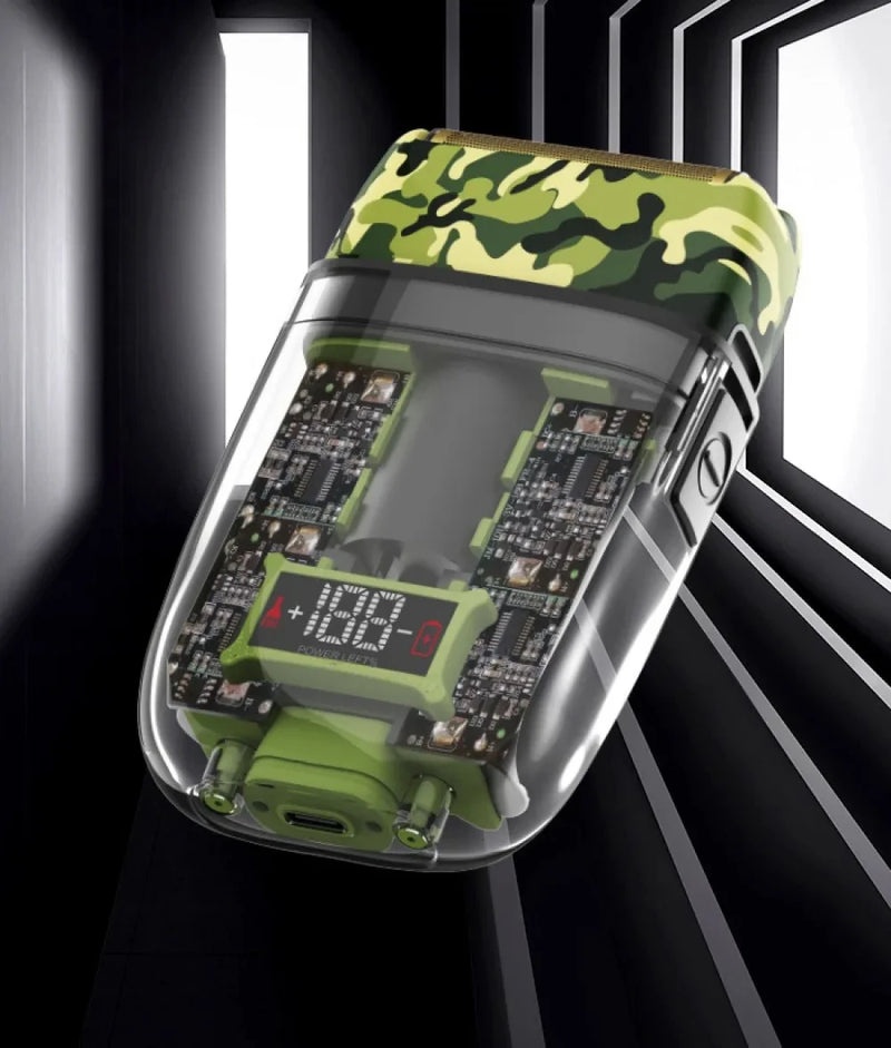 kemei km-TX7 Waterproof LCD Digital Display Razor USB Charging Camouflage Transparent Body Electric Shaver For Man