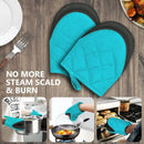 1 Pair Kitchen Oven Gloves High Heat Resistant Short Oven Mitts with Non-Slip Grip Surfaces and Hanging for BBQ Baking Cooking