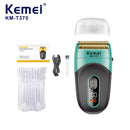 Kemei KM-T370 Shaving Machine Men Beard Trimmer Professional Waterproof Electric Foil Shaver Barber 3 Blades USB Charging Razor