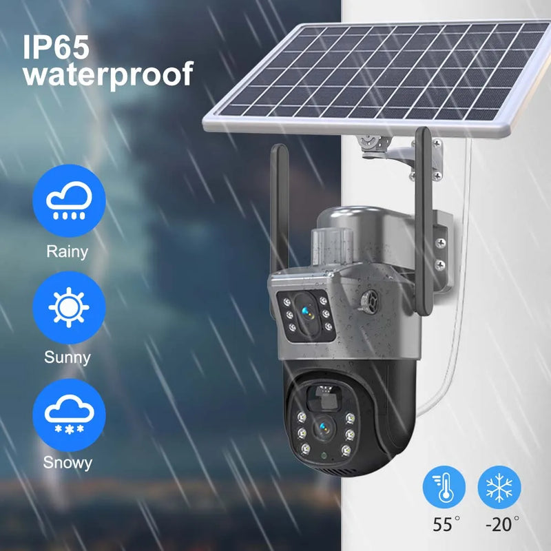 8MP 4K WiFi Solar Camera Outdoor Wireless CCTV Surveillance Camera With Solar Panel Dual Lens PTZ IP Cam Security Protection