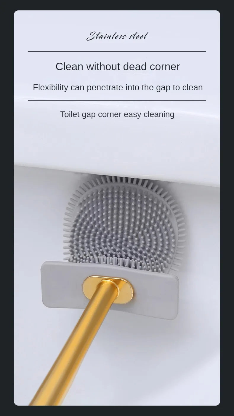 Escova de banheiro de silicone de luxo para parede com suporte