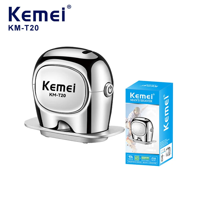 Kemei KM-T20 Mini Men Electric Shaver IPX6 Waterproof Travel Portable Beard Trimmer USB Charging Dry Or Wet Shaver Machine Razor