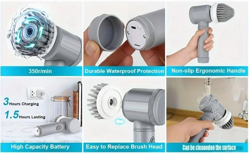 Xiaomi 6-in-1 Electric Cleaning Brush Home Appliances Wireless Electric Floor Scrubber Replaceable Brush Head Home Bathroom