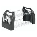 12 Dishes Double Dishes Drainer with Cutlery Door and Black Plastic Base