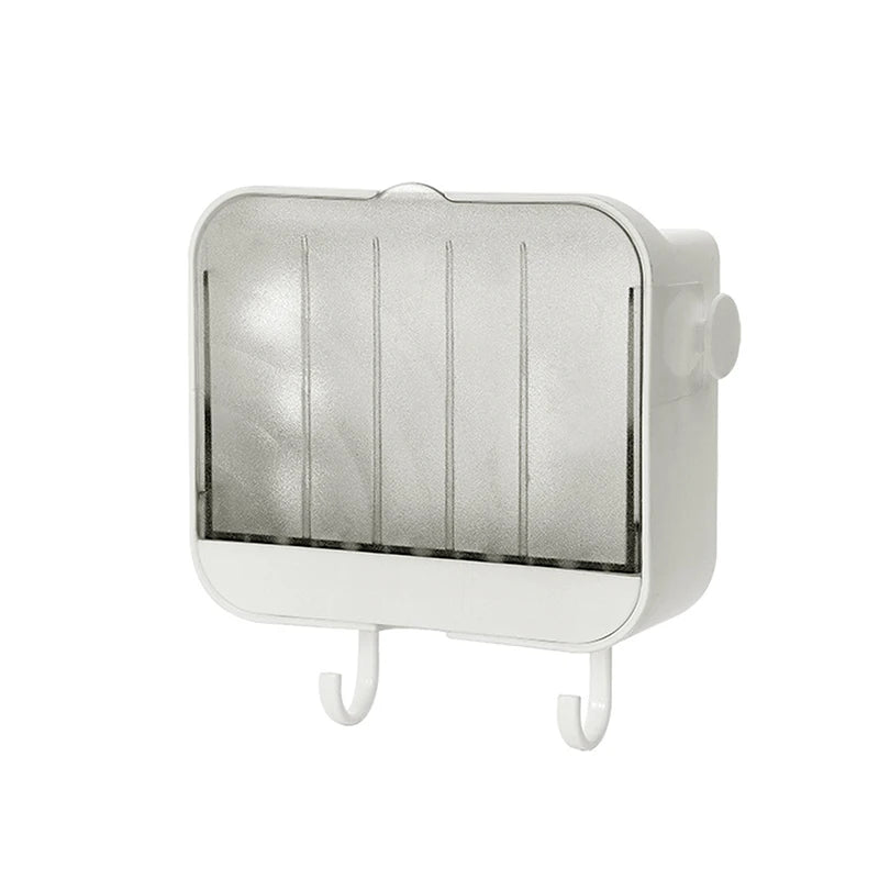 Simple Creative Soap Rack Vertical Dustproof Soap Dish With Lid Drain Soap Dish Bathroom New Nail Free Wall Hanging Soap Holder