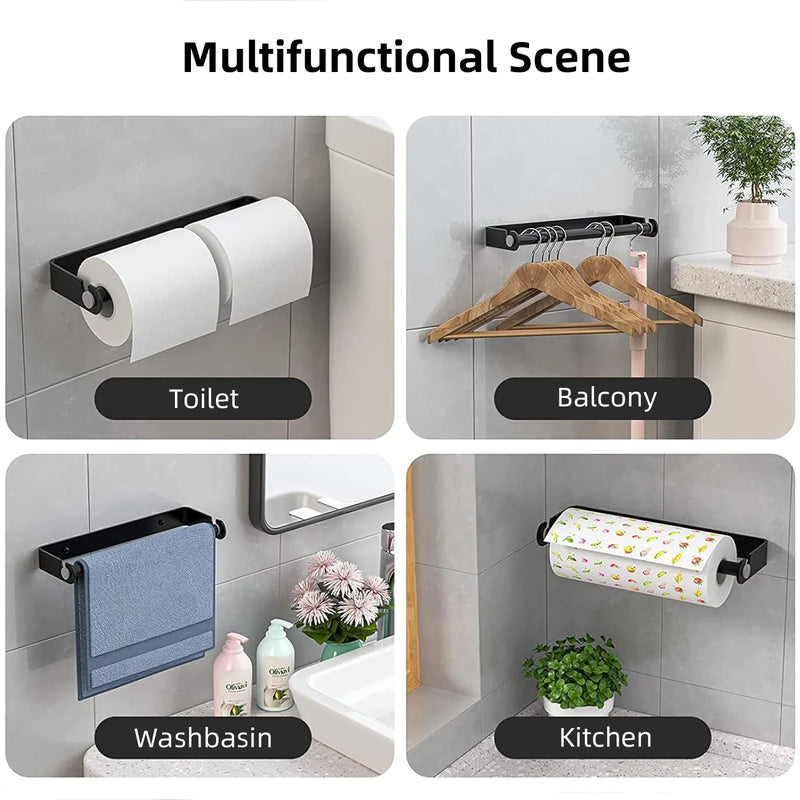 Under Cabinet Paper Towel Holder Plastic Wrap Storage Holder Wall Mounted Paper Towel Holder for Kitchen or Bathroom