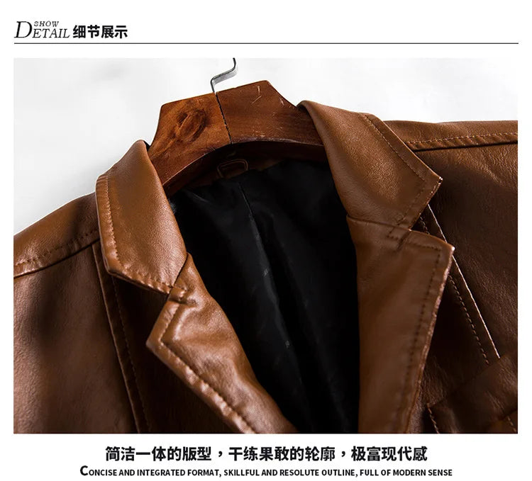 2025 spring and autumn new coat men's warm leather casual popular men's pu leather jacket leather suit mens 4XL