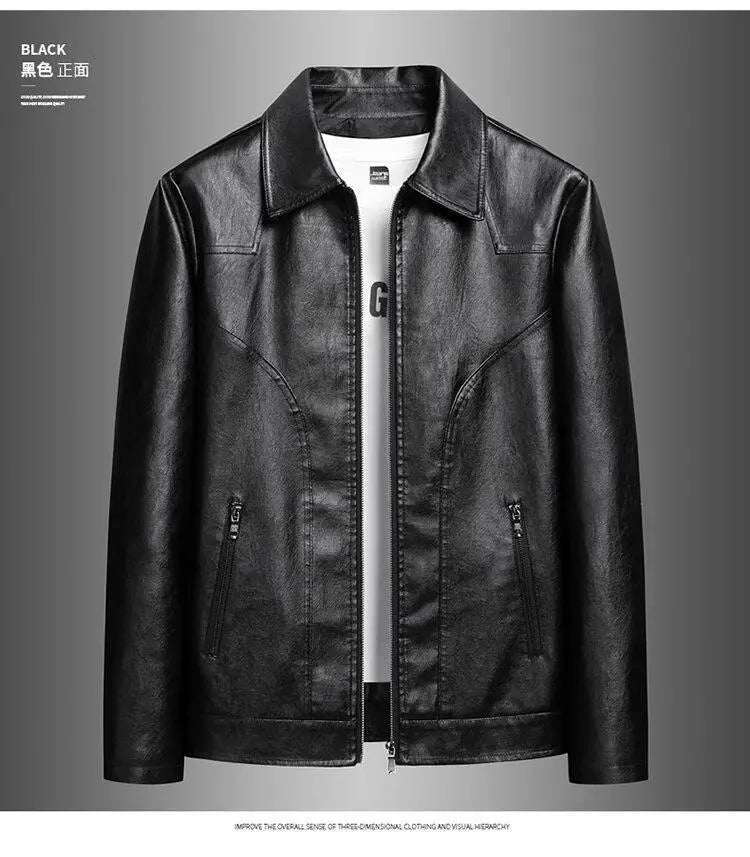 2025 new men's trendy coat leather jacket, PU jacket, black, light green optional, Asian size M-7XL