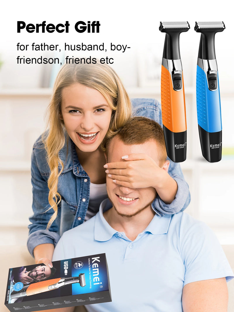 Kemei KM-1910 Waterproof Electric Shaver Eyebrow Trimmer USB Rechargeable Razor Men's Beard Trimmer Shaving Machine for Men