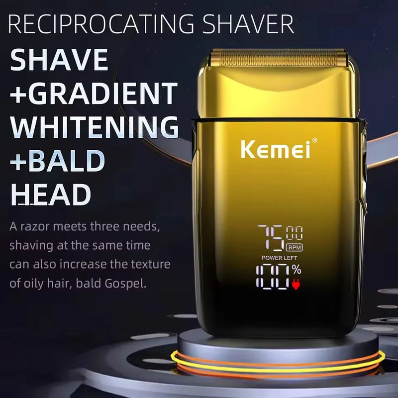 Kemei KM-TX10 Electric Shaver Rechargeable Hair Beard Razor Bald Head Shaving for Men Electric with LCD Display Haircut Machine