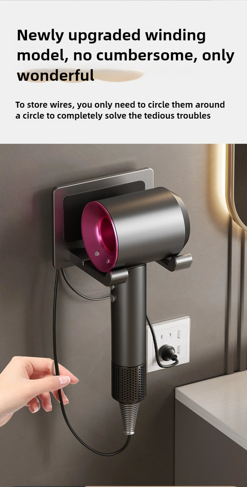 Suporte de secador de cabelo de parede compatível com organizador de metal com almofada antiderrapante, organizador de acessórios para prateleiras de banheiro de quarto