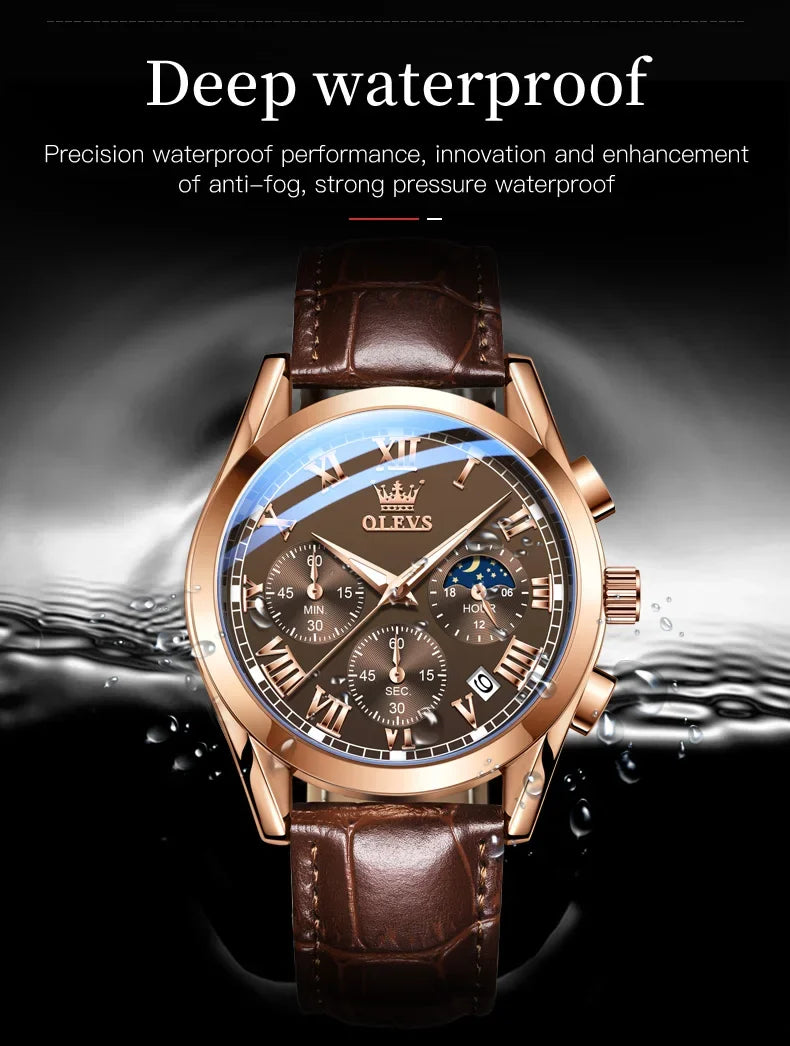 OLEVS 2871 Multifunctional Men's Watches Stainless steel Luminous Waterproof Luxury Men Wristwatch Business Watch Man