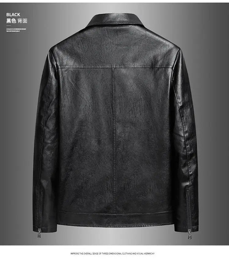 2025 new men's trendy coat leather jacket, PU jacket, black, light green optional, Asian size M-7XL