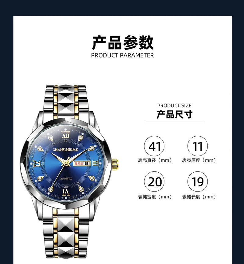 High-grade waterproof luminous new men's watch steel belt quartz watch live burst male wristwatch men watch