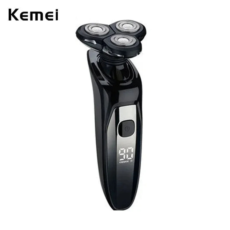 Kemei Waterproof LCD Display Electric Shaver Men Wet Dry Beard Razor Facial Shaving Machine Rechargeable KM-1524