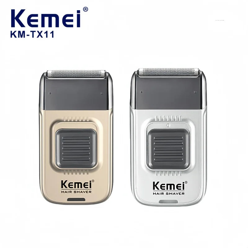 Kemei KM-TX11 Portable Electric Shaver – Reciprocating Blades,Arc-Shaped Foil,USB Rechargeable & Plug-in Dual Use, Beard Trimmer