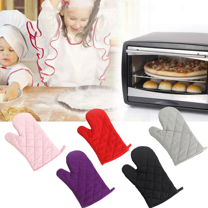 1PCS Oven Mitts Heat Resistant Microwave Oven Glove Cotton Linen Baking BBQ Non-slip Oven Mitts Kitchen Cooking Supplies Tools