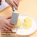 Crinkle Fry Cutter Potato Slicer French Fry Cutter Stainless Steel Long Handle Food Chopper Vegetable Chopping Tools Kitchen