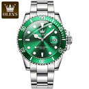 OLEVS Top Original Men Quartz Watch Green Waterproof Watch for Men Stainless Steel Quartz Men Luxury Watch Luminous Wristwatch