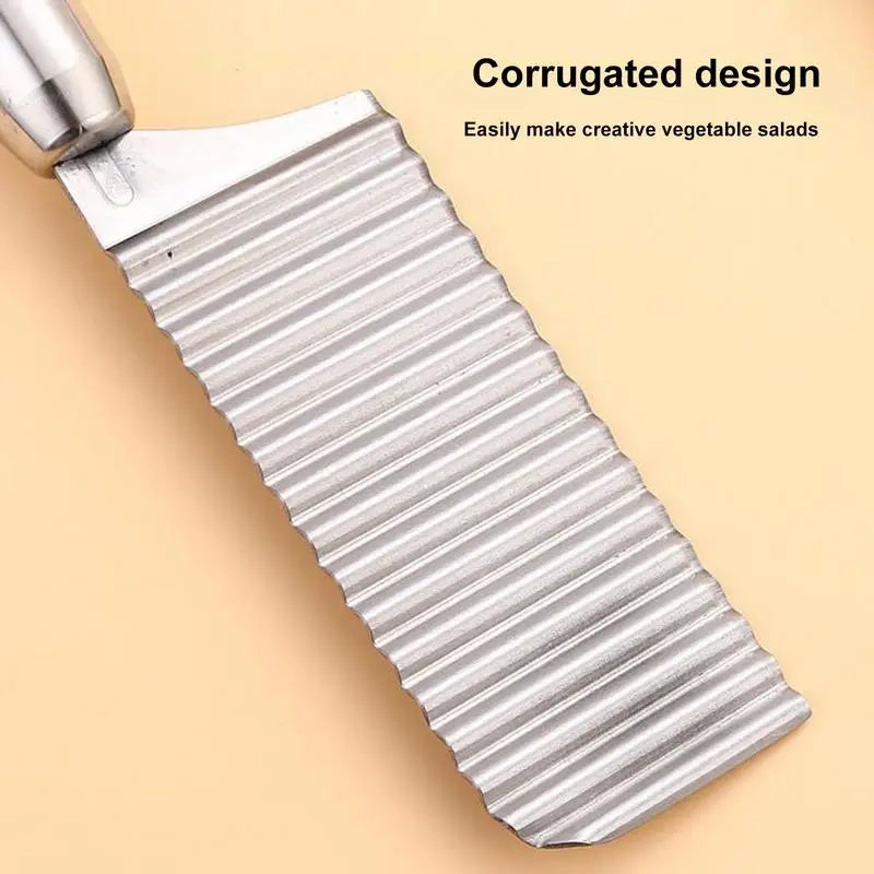 Crinkle Fry Cutter Potato Slicer French Fry Cutter Stainless Steel Long Handle Food Chopper Vegetable Chopping Tools Kitchen