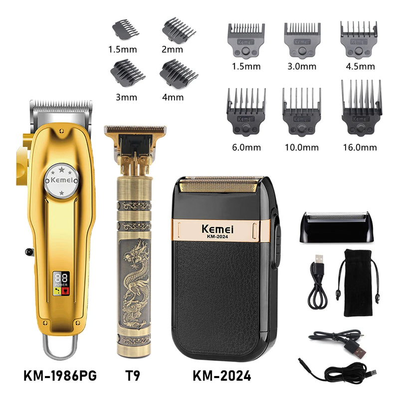 Kemei KM-2024 Professional Men's Shaving Machine USB Charging Electric Shaver Waterproof Beard Trimmer Hair Trimmer Machine