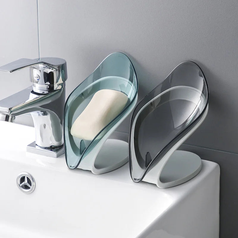 Bathroom Soap Holder Leaf Shape Dish Soap Kitchen Sponge Soap Box Storage Non-slip Drain Soap Case Container Bathroom accessorie