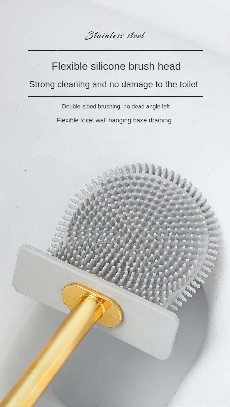 Escova de banheiro de silicone de luxo para parede com suporte