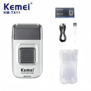 Kemei KM-TX11 Portable Electric Shaver – Reciprocating Blades,Arc-Shaped Foil,USB Rechargeable & Plug-in Dual Use, Beard Trimmer