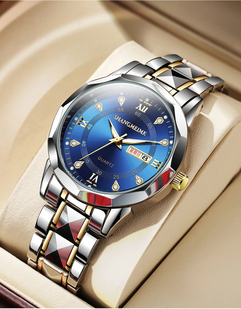 High-grade waterproof luminous new men's watch steel belt quartz watch live burst male wristwatch men watch