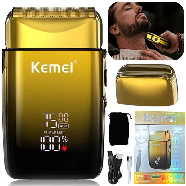 Kemei KM-TX10 Electric Shaver Rechargeable Hair Beard Razor Bald Head Shaving for Men Electric with LCD Display Haircut Machine