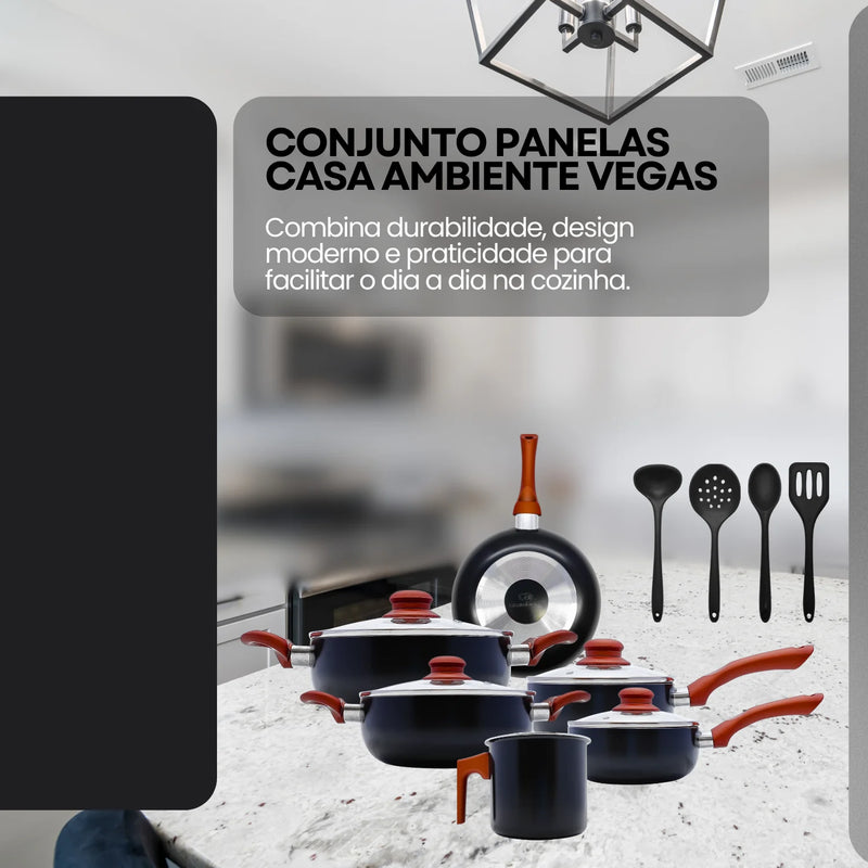 Luxury Vegas 10 PCs Non-stick Ceramic Cookware Set Easy to Clean Kitchen Utensils-Casambiente