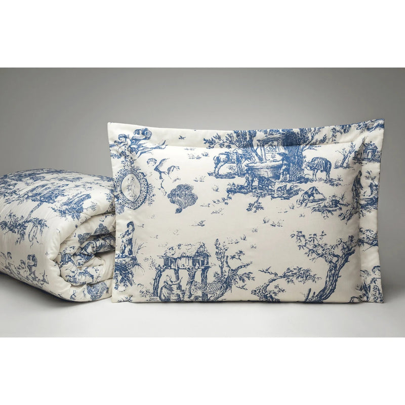 Coordinated Kit 07 PIECES Duvet + Set Bed Sheet Porcelain Couple Queen Cotton 180 Yarn Luxury