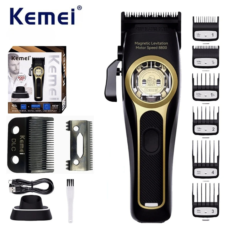 Kemei Hair Trimmer Professional Hair Clipper Maglev Motor Haircut Machine Charging Base Hair Clipper Trimmer for Men KM-2373