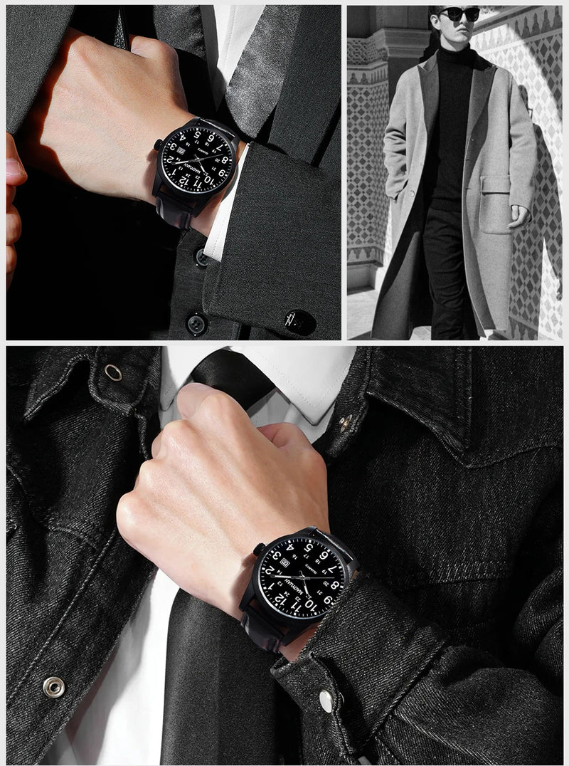 MAOYUAN 2025 New Top Men's Watch Calendar Sports Leisure Fashion Style Brown Black Leather Waterproof Quartz Watch