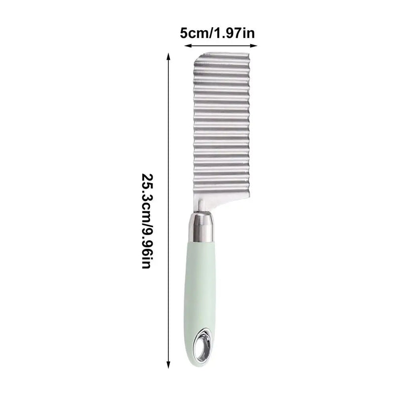 Crinkle Fry Cutter Potato Slicer French Fry Cutter Stainless Steel Long Handle Food Chopper Vegetable Chopping Tools Kitchen
