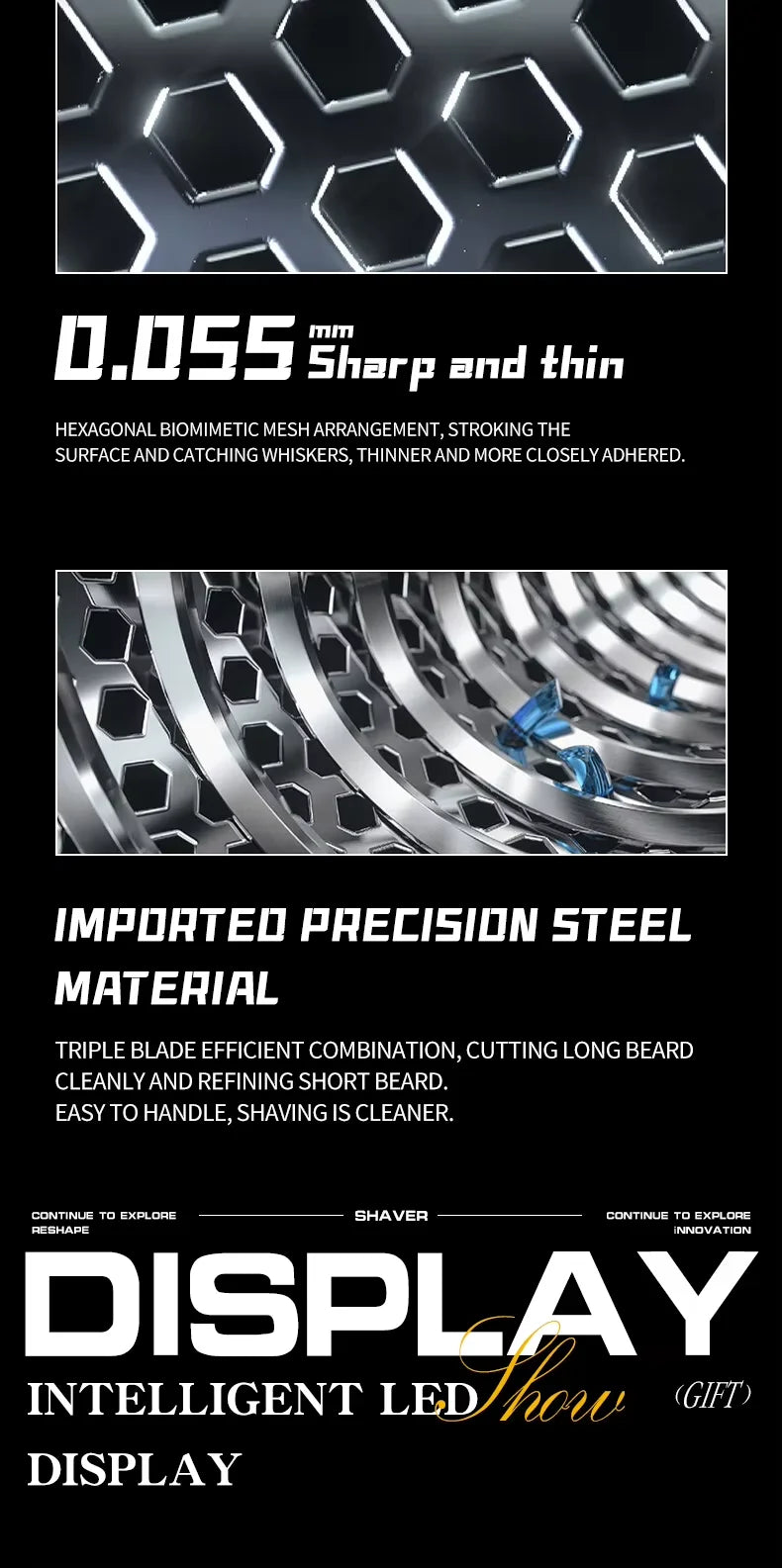 Kemei KM-T91 Reciprocating 3-Blade Electric Shaver with USB Charging, Metallic Finish, Men's Beard Trimmer