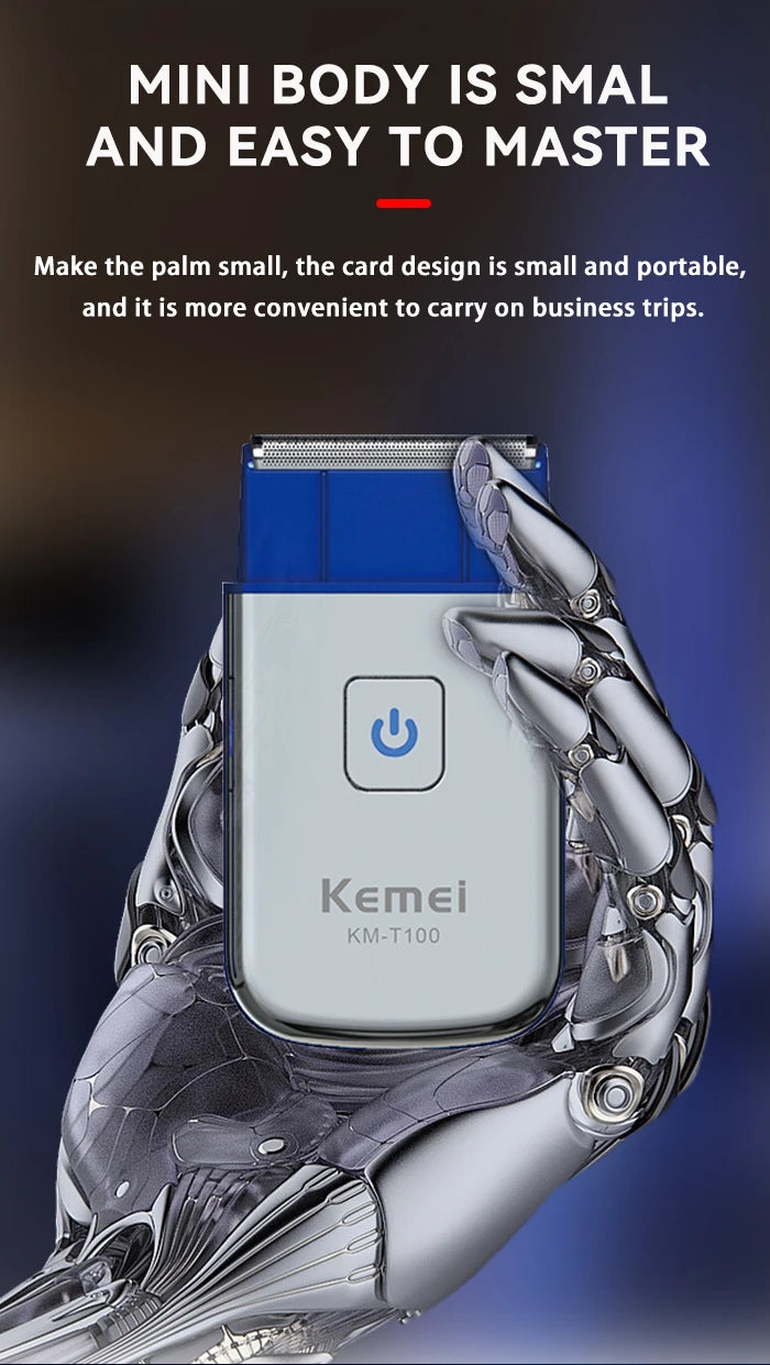 Kemei T100 Portable Travel Shaving Machine Men Beard Trimmer Mini Electric Shaver Rechargeable Foil Reciprocating Safety Razor
