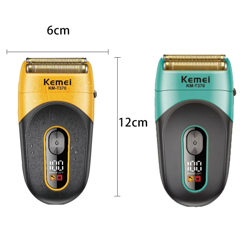 Kemei KM-T370 Shaving Machine Men Beard Trimmer Professional Waterproof Electric Foil Shaver Barber 3 Blades USB Charging Razor