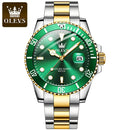 OLEVS Top Original Men Quartz Watch Green Waterproof Watch for Men Stainless Steel Quartz Men Luxury Watch Luminous Wristwatch