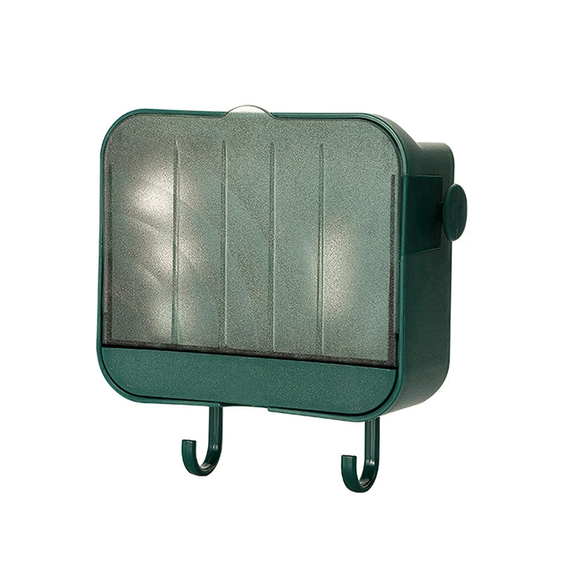 Simple Creative Soap Rack Vertical Dustproof Soap Dish With Lid Drain Soap Dish Bathroom New Nail Free Wall Hanging Soap Holder