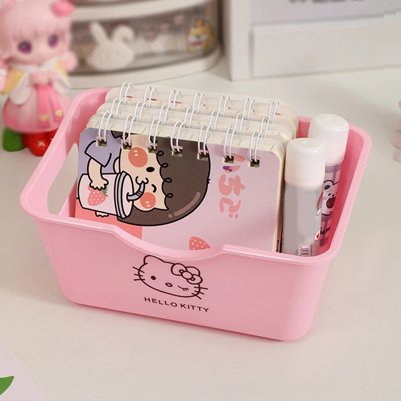 Cute Hello Kitty Multifunctional Desktop Storage Boxes Large Capacity Stationery Storage Boxes Sundries Cosmetic Organizer Gifts