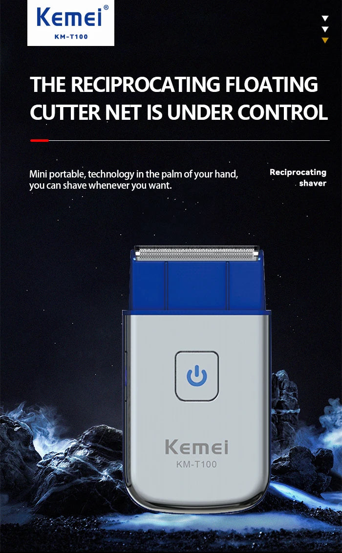 Kemei T100 Portable Travel Shaving Machine Men Beard Trimmer Mini Electric Shaver Rechargeable Foil Reciprocating Safety Razor