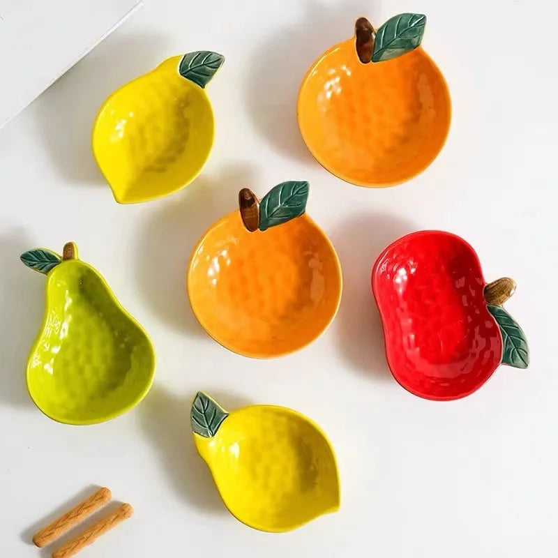Fruit Shape Sauce Dish Ceramic Seasoning Dipping Bowl Ketchup Soy Vinegar Dip Dish Fruit Salad Butter Plate Tableware Decoration