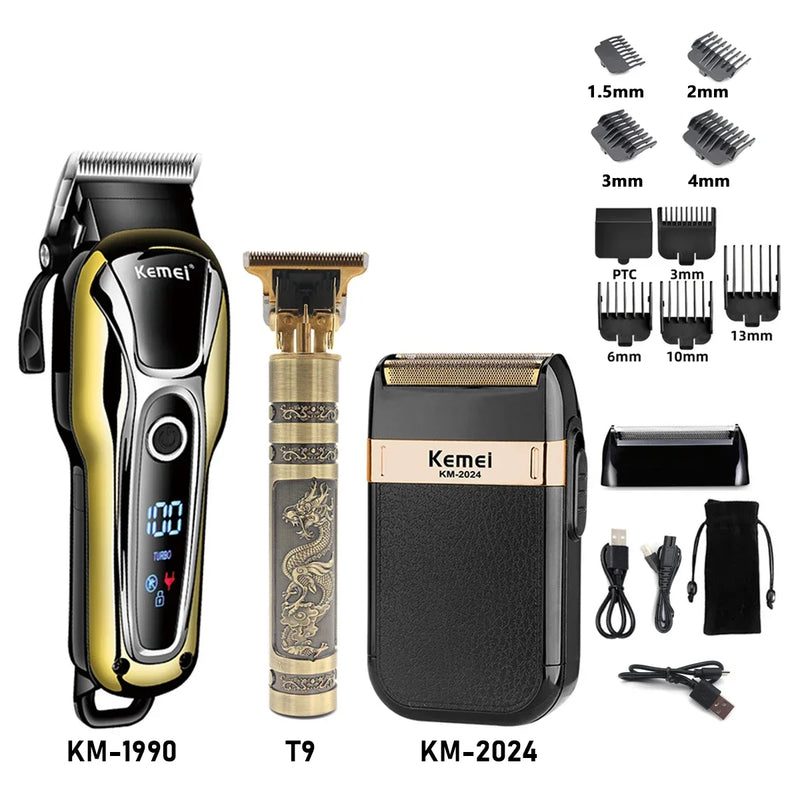 Kemei KM-2024 Professional Men's Shaving Machine USB Charging Electric Shaver Waterproof Beard Trimmer Hair Trimmer Machine