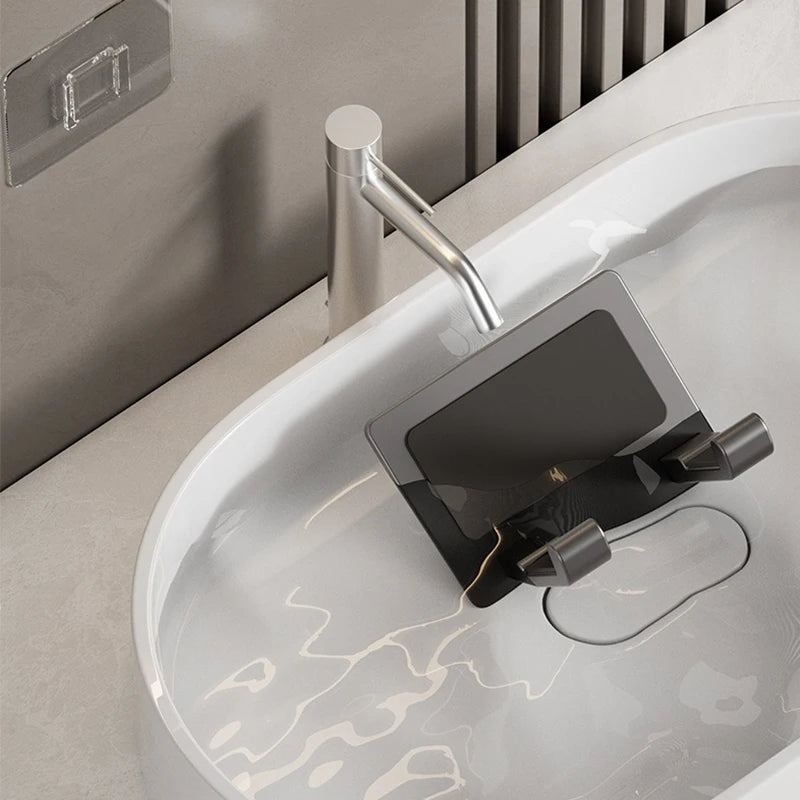 Suporte de secador de cabelo de parede compatível com organizador de metal com almofada antiderrapante, organizador de acessórios para prateleiras de banheiro de quarto