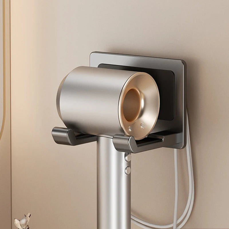 Suporte de secador de cabelo de parede compatível com organizador de metal com almofada antiderrapante, organizador de acessórios para prateleiras de banheiro de quarto